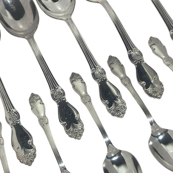 Vintage Soviet USSR Melchior Cupronickel Spoon Set of 6 Tea & 6 Table Spoon МНЦ - Picture 2 of 8